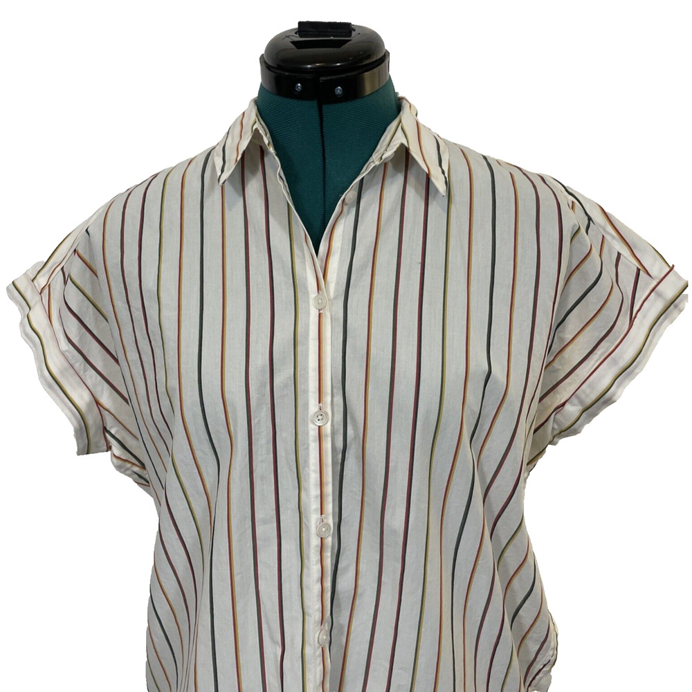 Madewell Central Shirt Womens‎ S Rainbow Stripe Cotton Short Sleeve Button Down - Picture 2 of 9